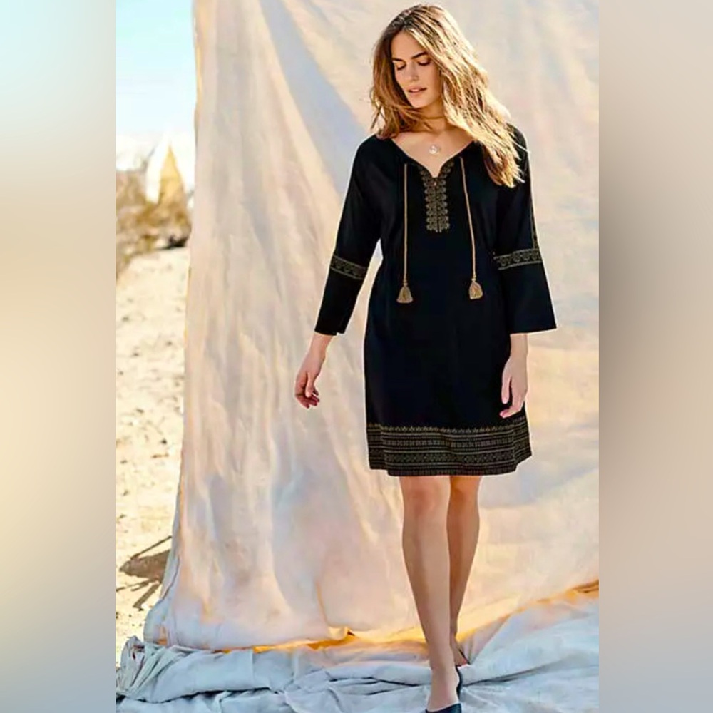 Embroidered Knit Peasant Dress